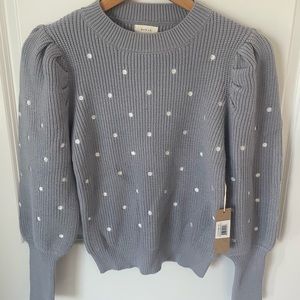 Debut Polka Dot Puff Sleeve Sweater